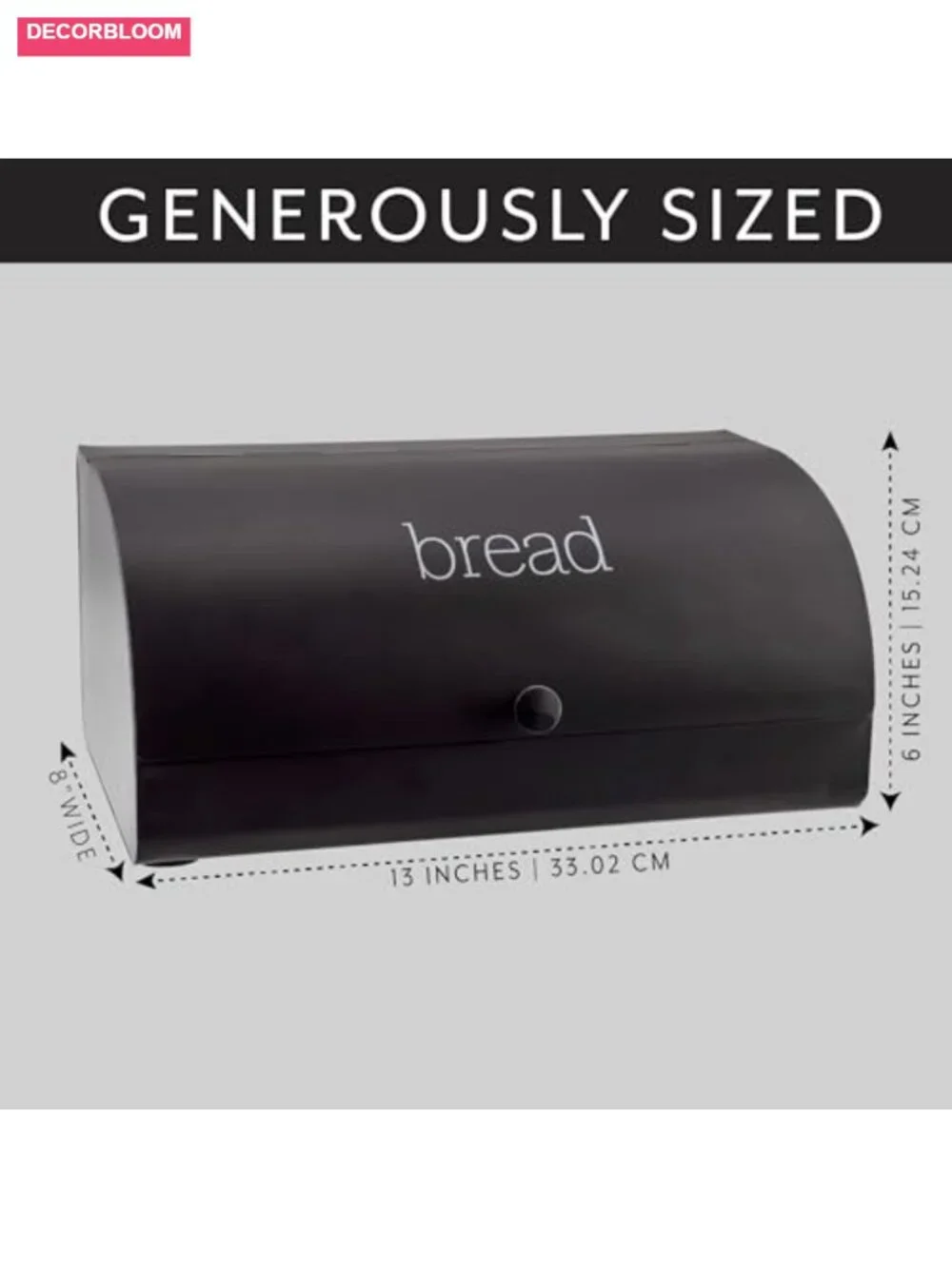Farmhouse Enamel Bread Box with Roll-Top Lid Metal Countertop Storage Bin